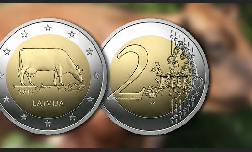 Банк Латвии выпустит евромонету с "той самой коровкой" с двухлатовиков
