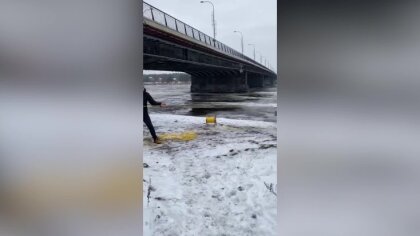 ВИДЕО: В Юрмале спасли провалившуюся под лед собаку