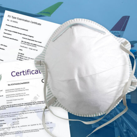 Gandrīz miljonu vērtā 'airBaltic' krava no Ķīnas: masku sertifikāts nederīgs, respiratori - neatbilstoši