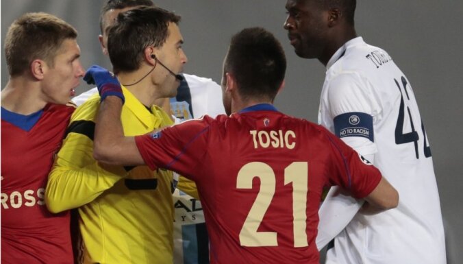 Čempionu līgas spēlē starp Maskavas CSKA un Mančestras 'City' uzplaucis rasisma skandāls