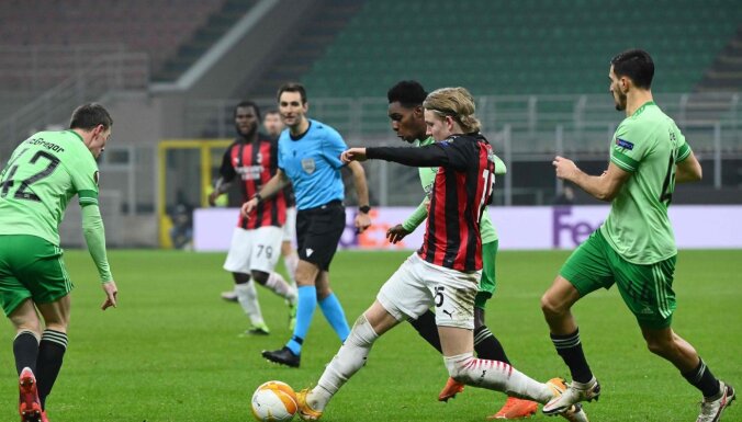 'AC Milan' gūst četrus vārtus pret 'Celtic' un sasniedz Eiropas līgas izslēgšanas spēles