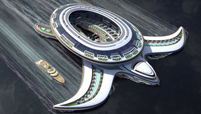 ФОТО, ВИДЕО. Итальянские дизайнеры представили проект огромного плавучего города в виде черепахи