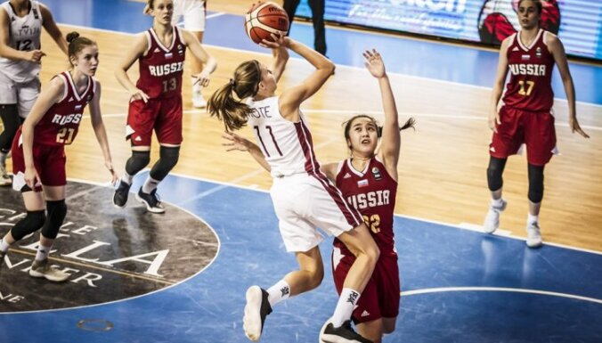 Latvijas U-18 basketbolistes EČ ceturtdaļfinālā uzvar Krieviju un izcīna ceļazīmi uz Pasaules kausu