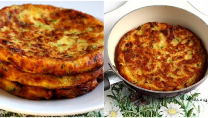 Sātīgās kabaču un siera pankūkas