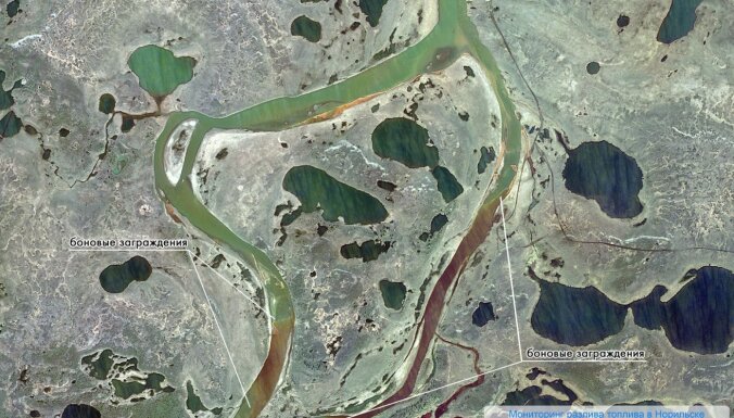 Разлившаяся под Норильском нефть попала в соседнее озеро Пясино