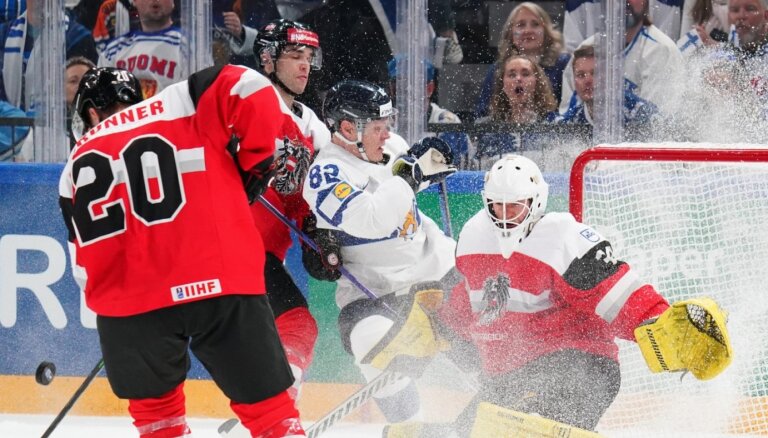 Somijas hokejisti sīkstajiem austriešiem iemet tikai trīs ripas