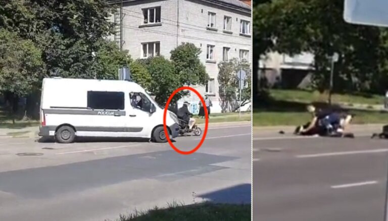 Video: Rīgā policija bēgošu mopēdistu aptur ar notriekšanu