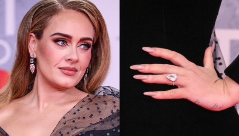 Dziedātājas Adeles pirkstā iemirdzējies saderināšanās gredzens