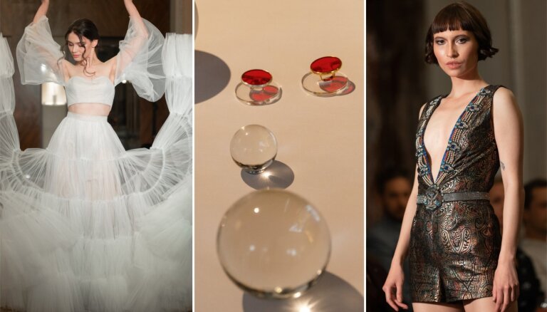 ФОТО: Рижская неделя моды, день пятый - романтические свадебные платья и украшения из стекла