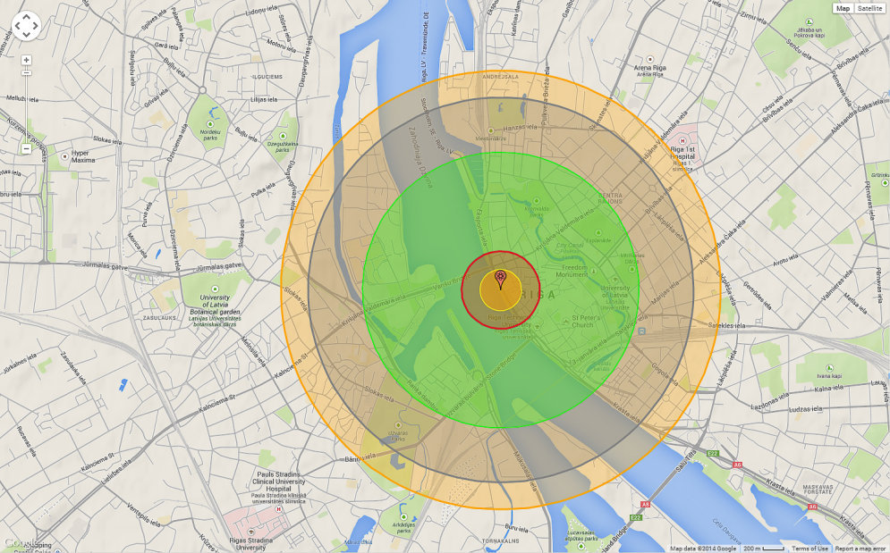 Интерактивная карта ядерного взрыва